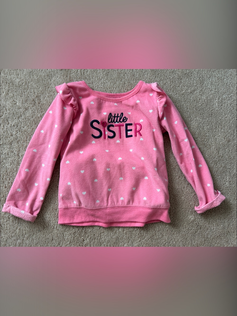 Carter's Pink 'Little Sister' Heart Pullover Sweatshirt